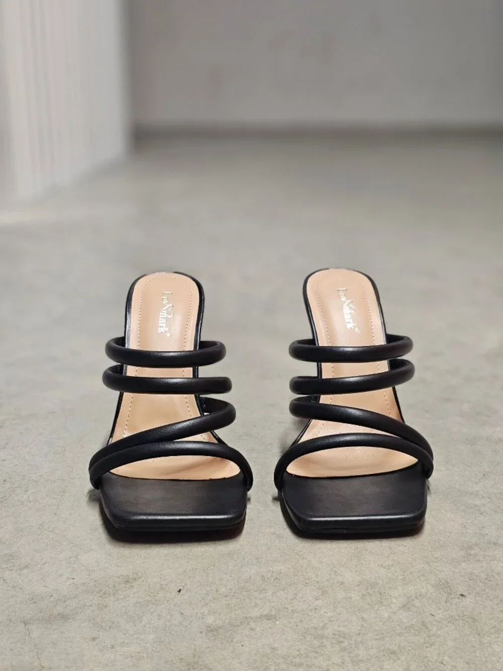 Strappy Black High Heel Sandals With Square Toe Design For Women